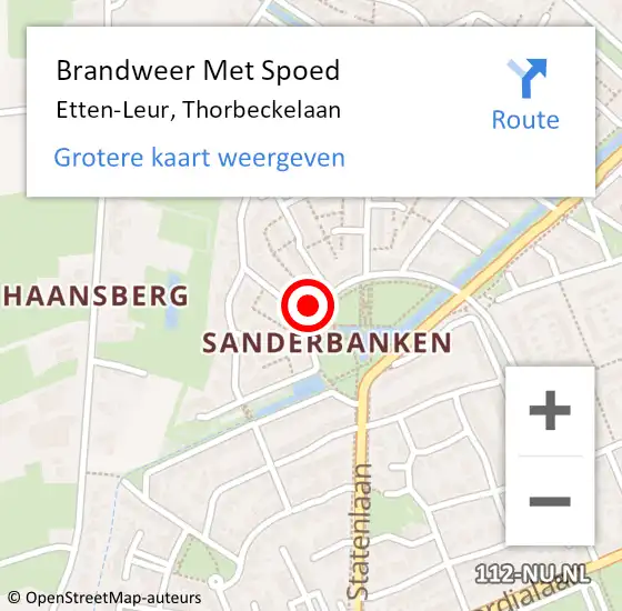 Locatie op kaart van de 112 melding: Brandweer Met Spoed Naar Etten-Leur, Thorbeckelaan op 10 maart 2024 10:36