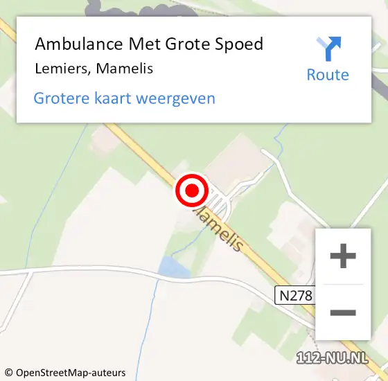 Locatie op kaart van de 112 melding: Ambulance Met Grote Spoed Naar Lemiers, Mamelis op 28 september 2014 17:16