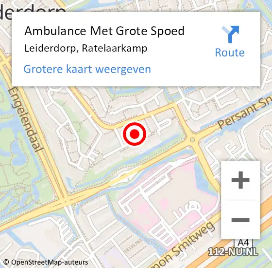 Locatie op kaart van de 112 melding: Ambulance Met Grote Spoed Naar Leiderdorp, Ratelaarkamp op 10 maart 2024 10:56