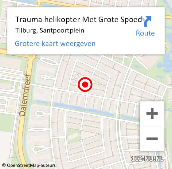 Locatie op kaart van de 112 melding: Trauma helikopter Met Grote Spoed Naar Tilburg, Santpoortplein op 10 maart 2024 11:57