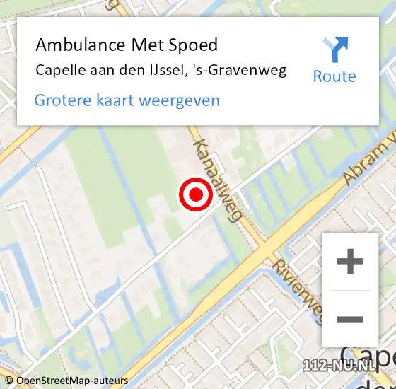 Locatie op kaart van de 112 melding: Ambulance Met Spoed Naar Capelle aan den IJssel, 's-Gravenweg op 10 maart 2024 12:12
