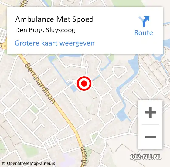 Locatie op kaart van de 112 melding: Ambulance Met Spoed Naar Den Burg, Sluyscoog op 10 maart 2024 12:17