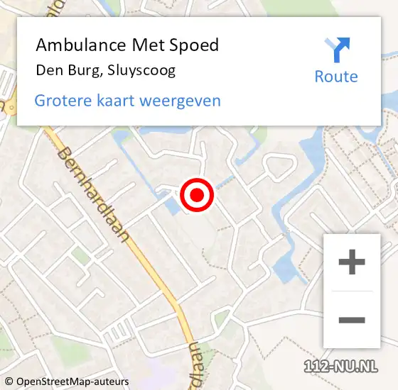 Locatie op kaart van de 112 melding: Ambulance Met Spoed Naar Den Burg, Sluyscoog op 10 maart 2024 12:24