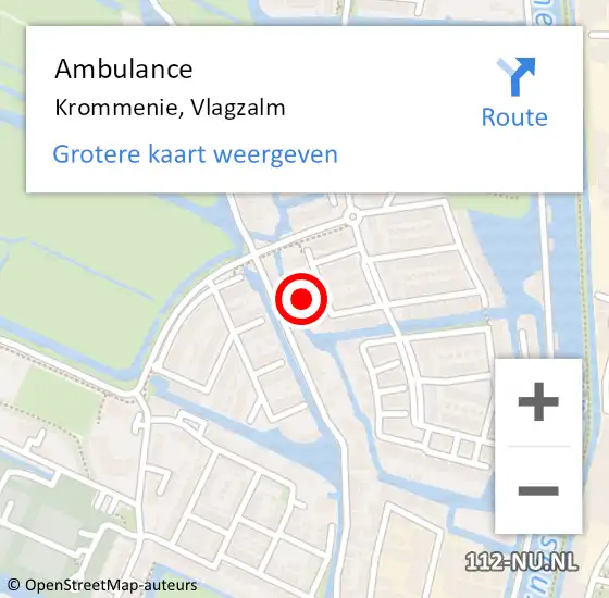 Locatie op kaart van de 112 melding: Ambulance Krommenie, Vlagzalm op 10 maart 2024 12:27