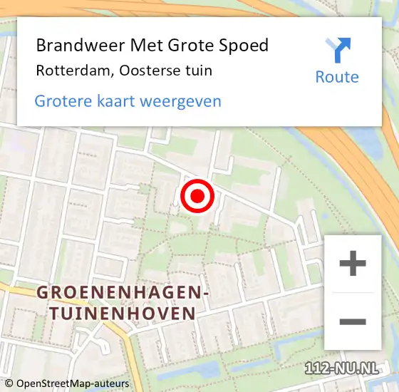 Locatie op kaart van de 112 melding: Brandweer Met Grote Spoed Naar Rotterdam, Oosterse tuin op 10 maart 2024 12:52