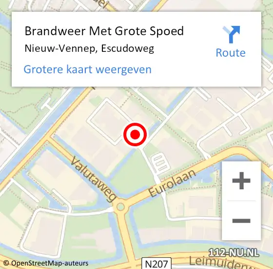 Locatie op kaart van de 112 melding: Brandweer Met Grote Spoed Naar Nieuw-Vennep, Escudoweg op 10 maart 2024 13:02