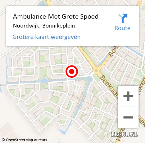 Locatie op kaart van de 112 melding: Ambulance Met Grote Spoed Naar Noordwijk, Bonnikeplein op 10 maart 2024 13:08