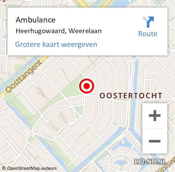 Locatie op kaart van de 112 melding: Ambulance Heerhugowaard, Weerelaan op 10 maart 2024 13:19