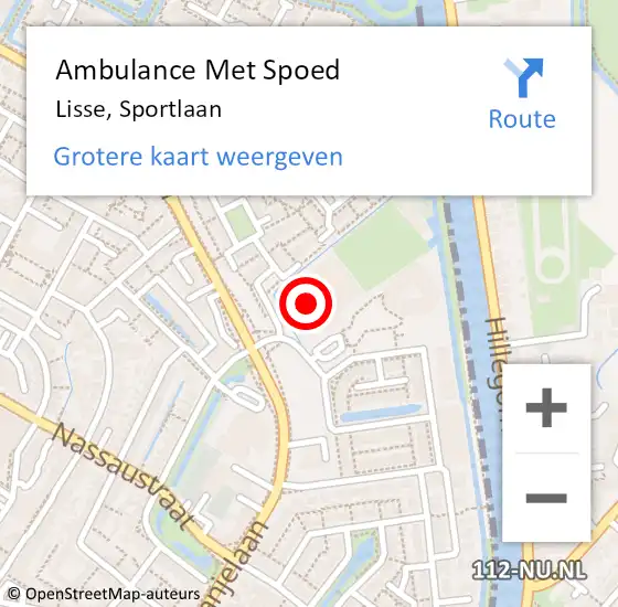 Locatie op kaart van de 112 melding: Ambulance Met Spoed Naar Lisse, Sportlaan op 10 maart 2024 13:26