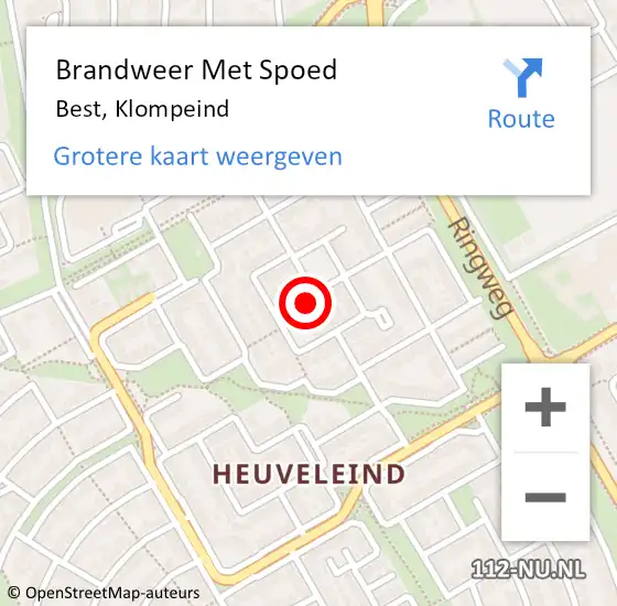 Locatie op kaart van de 112 melding: Brandweer Met Spoed Naar Best, Klompeind op 10 maart 2024 13:29