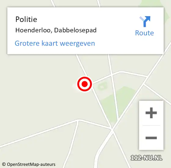 Locatie op kaart van de 112 melding: Politie Hoenderloo, Dabbelosepad op 10 maart 2024 13:39