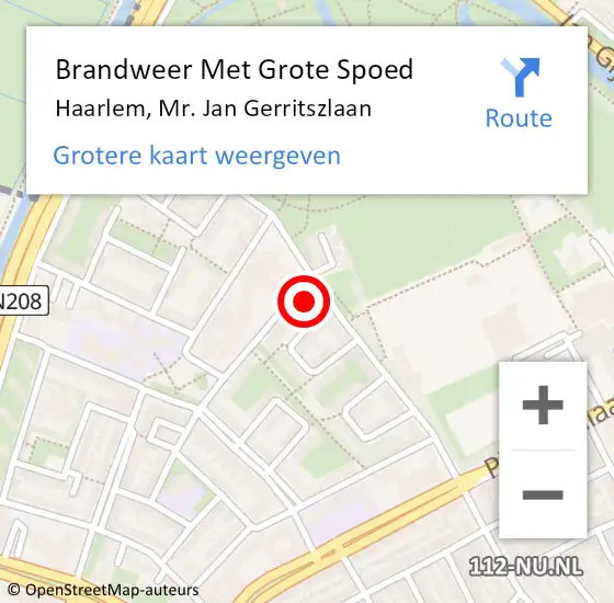 Locatie op kaart van de 112 melding: Brandweer Met Grote Spoed Naar Haarlem, Mr. Jan Gerritszlaan op 10 maart 2024 13:42