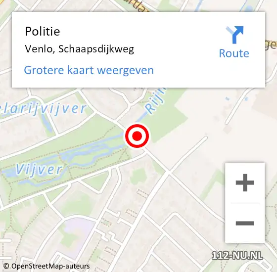 Locatie op kaart van de 112 melding: Politie Venlo, Schaapsdijkweg op 10 maart 2024 13:44