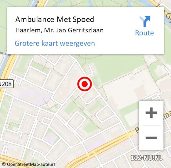 Locatie op kaart van de 112 melding: Ambulance Met Spoed Naar Haarlem, Mr. Jan Gerritszlaan op 10 maart 2024 13:50