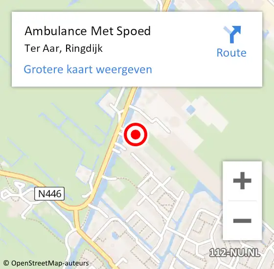 Locatie op kaart van de 112 melding: Ambulance Met Spoed Naar Ter Aar, Ringdijk op 10 maart 2024 13:55