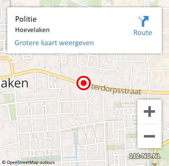 Locatie op kaart van de 112 melding: Politie Hoevelaken op 10 maart 2024 14:04