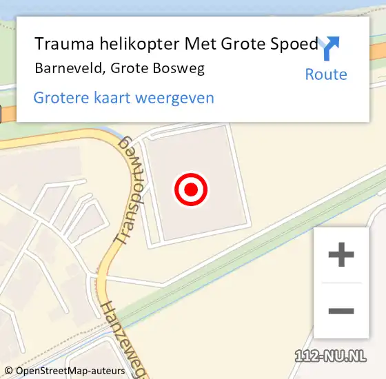 Locatie op kaart van de 112 melding: Trauma helikopter Met Grote Spoed Naar Barneveld, Grote Bosweg op 10 maart 2024 14:06