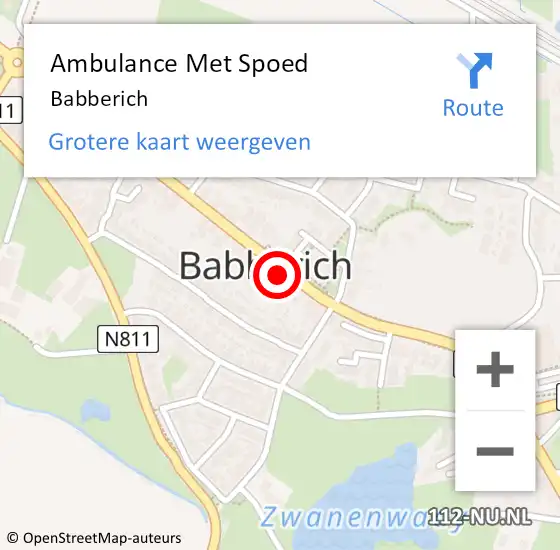 Locatie op kaart van de 112 melding: Ambulance Met Spoed Naar Babberich op 10 maart 2024 14:37