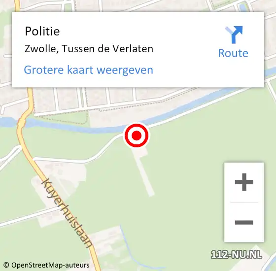 Locatie op kaart van de 112 melding: Politie Zwolle, Tussen de Verlaten op 10 maart 2024 14:50