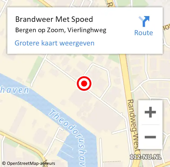 Locatie op kaart van de 112 melding: Brandweer Met Spoed Naar Bergen op Zoom, Vierlinghweg op 10 maart 2024 15:26