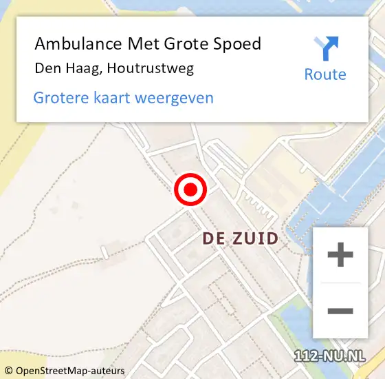 Locatie op kaart van de 112 melding: Ambulance Met Grote Spoed Naar Den Haag, Houtrustweg op 10 maart 2024 15:42