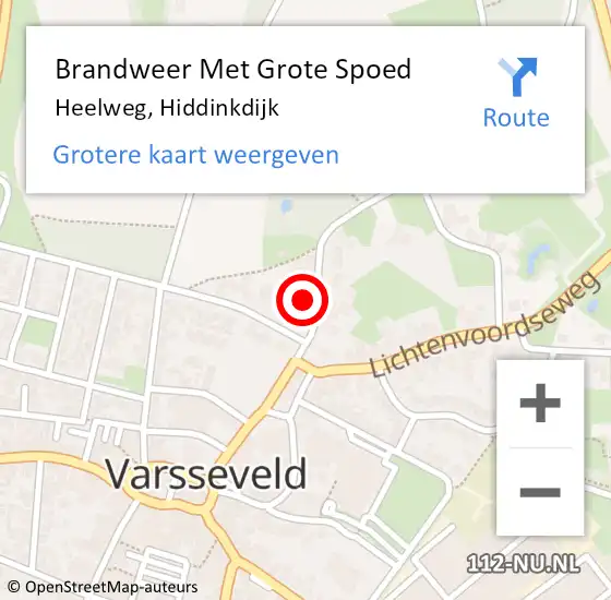 Locatie op kaart van de 112 melding: Brandweer Met Grote Spoed Naar Heelweg, Hiddinkdijk op 10 maart 2024 15:46
