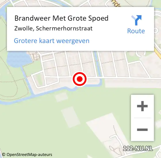 Locatie op kaart van de 112 melding: Brandweer Met Grote Spoed Naar Zwolle, Schermerhornstraat op 10 maart 2024 16:09