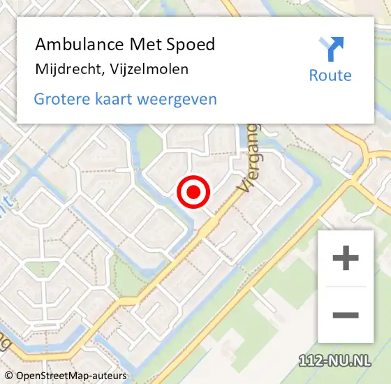 Locatie op kaart van de 112 melding: Ambulance Met Spoed Naar Mijdrecht, Vijzelmolen op 28 september 2014 17:56