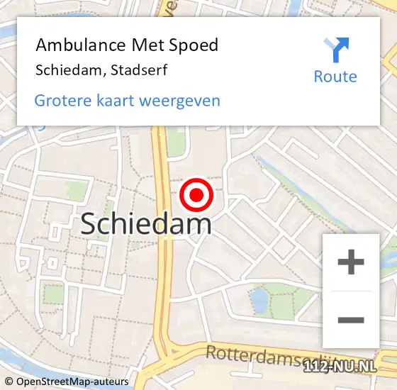 Locatie op kaart van de 112 melding: Ambulance Met Spoed Naar Schiedam, Stadserf op 10 maart 2024 17:10