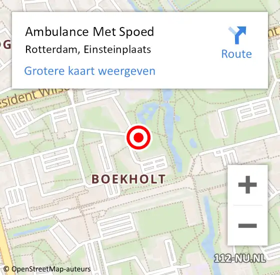 Locatie op kaart van de 112 melding: Ambulance Met Spoed Naar Rotterdam, Einsteinplaats op 10 maart 2024 17:21