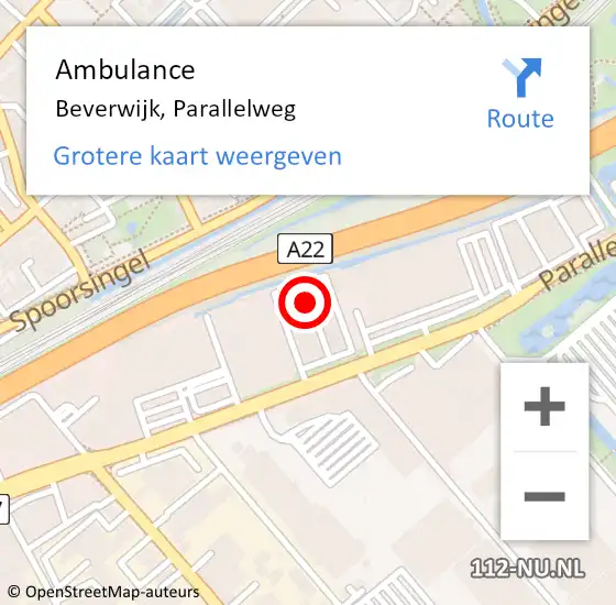 Locatie op kaart van de 112 melding: Ambulance Beverwijk, Parallelweg op 10 maart 2024 17:33