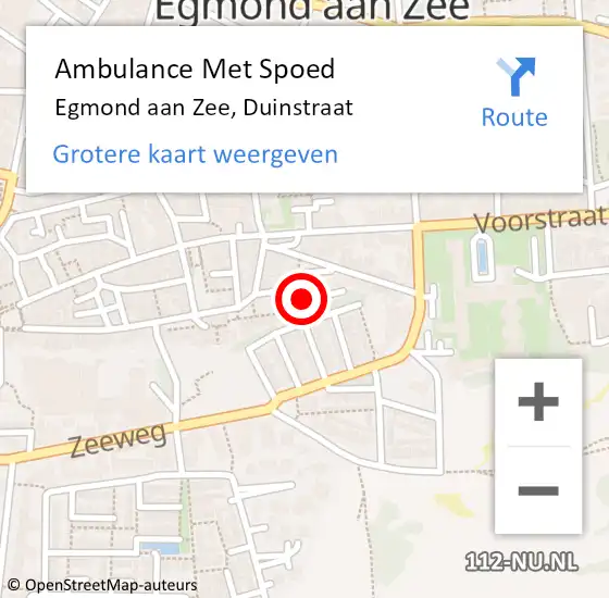 Locatie op kaart van de 112 melding: Ambulance Met Spoed Naar Egmond aan Zee, Duinstraat op 10 maart 2024 18:34