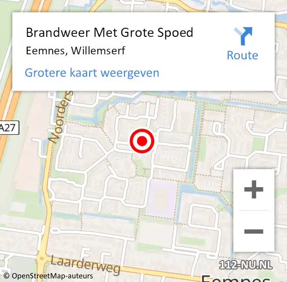 Locatie op kaart van de 112 melding: Brandweer Met Grote Spoed Naar Eemnes, Willemserf op 10 maart 2024 19:06