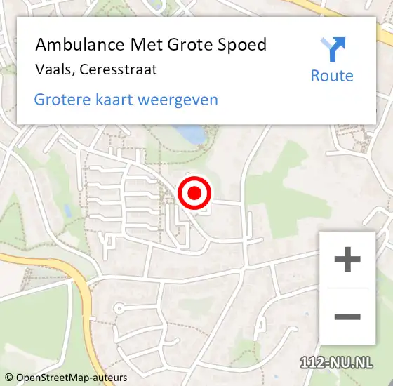 Locatie op kaart van de 112 melding: Ambulance Met Grote Spoed Naar Vaals, Ceresstraat op 28 september 2014 18:13