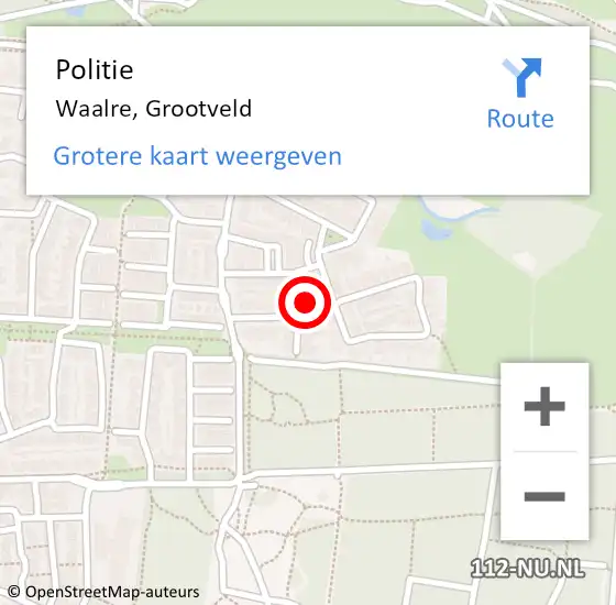Locatie op kaart van de 112 melding: Politie Waalre, Grootveld op 10 maart 2024 19:14