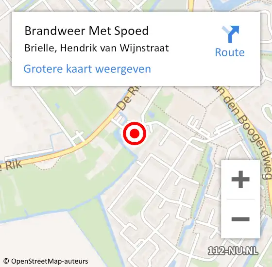 Locatie op kaart van de 112 melding: Brandweer Met Spoed Naar Brielle, Hendrik van Wijnstraat op 10 maart 2024 19:27