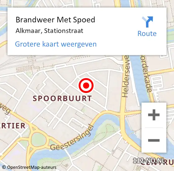 Locatie op kaart van de 112 melding: Brandweer Met Spoed Naar Alkmaar, Stationstraat op 10 maart 2024 20:08