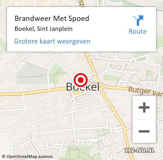 Locatie op kaart van de 112 melding: Brandweer Met Spoed Naar Boekel, Sint Janplein op 10 maart 2024 20:29