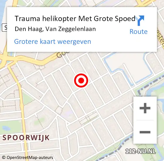 Locatie op kaart van de 112 melding: Trauma helikopter Met Grote Spoed Naar Den Haag, Van Zeggelenlaan op 10 maart 2024 20:34