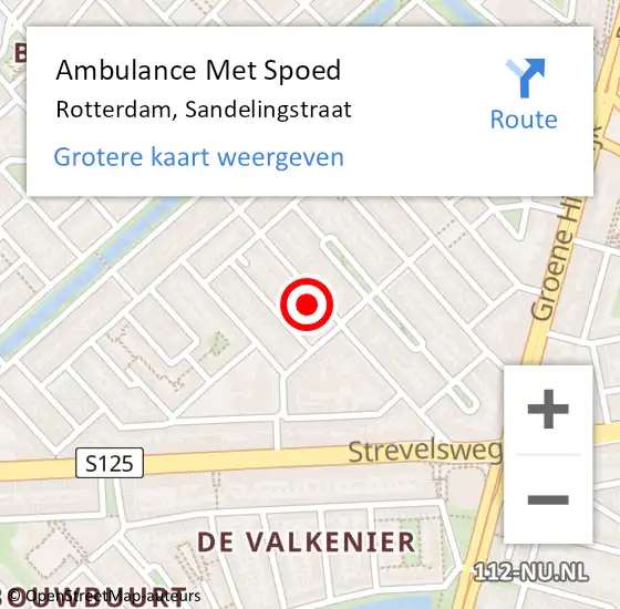 Locatie op kaart van de 112 melding: Ambulance Met Spoed Naar Rotterdam, Sandelingstraat op 10 maart 2024 20:38