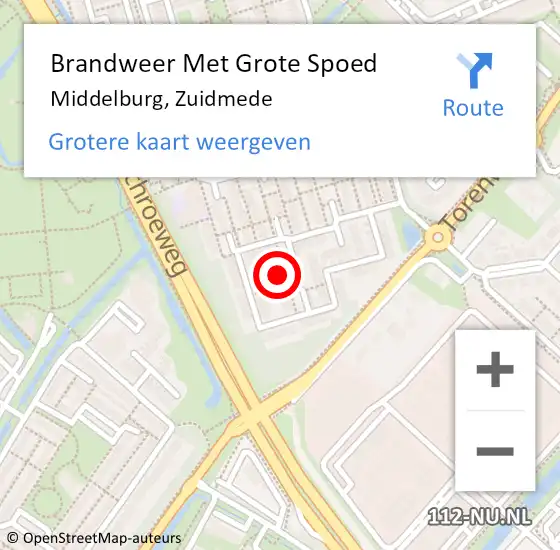 Locatie op kaart van de 112 melding: Brandweer Met Grote Spoed Naar Middelburg, Zuidmede op 10 maart 2024 20:53