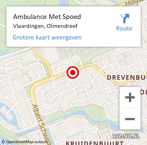 Locatie op kaart van de 112 melding: Ambulance Met Spoed Naar Vlaardingen, Olmendreef op 10 maart 2024 21:36