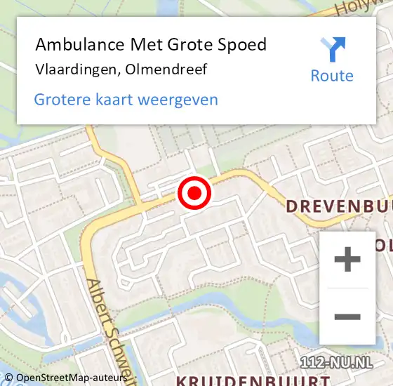 Locatie op kaart van de 112 melding: Ambulance Met Grote Spoed Naar Vlaardingen, Olmendreef op 10 maart 2024 21:40