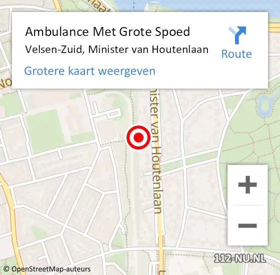 Locatie op kaart van de 112 melding: Ambulance Met Grote Spoed Naar Velsen-Zuid, Minister van Houtenlaan op 10 maart 2024 21:51