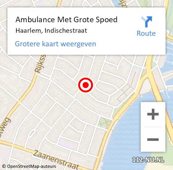 Locatie op kaart van de 112 melding: Ambulance Met Grote Spoed Naar Haarlem, Indischestraat op 10 maart 2024 22:51