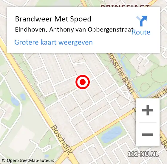 Locatie op kaart van de 112 melding: Brandweer Met Spoed Naar Eindhoven, Anthony van Opbergenstraat op 10 maart 2024 23:36