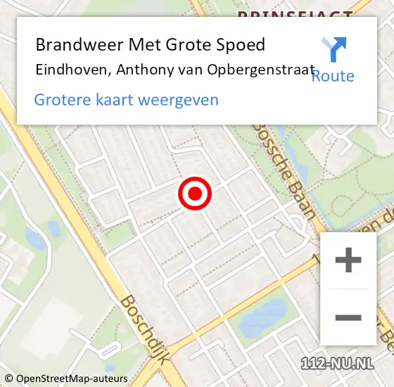 Locatie op kaart van de 112 melding: Brandweer Met Grote Spoed Naar Eindhoven, Anthony van Opbergenstraat op 10 maart 2024 23:45