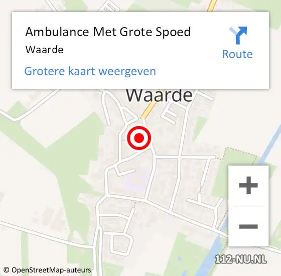 Locatie op kaart van de 112 melding: Ambulance Met Grote Spoed Naar Waarde op 10 maart 2024 23:47