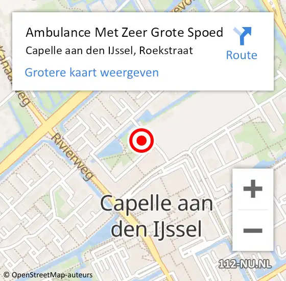 Locatie op kaart van de 112 melding: Ambulance Met Zeer Grote Spoed Naar Capelle aan den IJssel, Roekstraat op 11 maart 2024 00:14