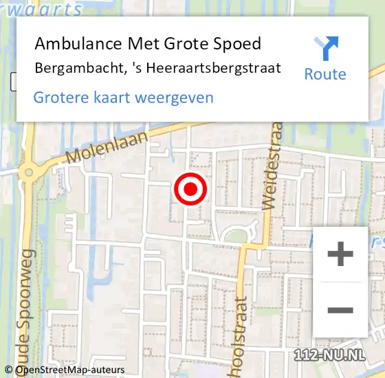 Locatie op kaart van de 112 melding: Ambulance Met Grote Spoed Naar Bergambacht, 's Heeraartsbergstraat op 11 maart 2024 01:20